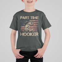 Part Time Hooker T Shirt For Kid Funny Fishing USA Flag Patriotic Fisherman