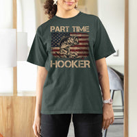 Part Time Hooker T Shirt For Women Funny Fishing USA Flag Patriotic Fisherman