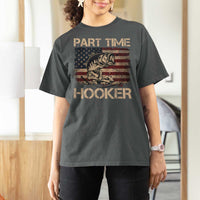 Part Time Hooker T Shirt For Women Funny Fishing USA Flag Patriotic Fisherman