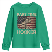 Part Time Hooker Youth Sweatshirt Funny Fishing USA Flag Patriotic Fisherman