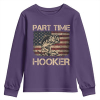 Part Time Hooker Youth Sweatshirt Funny Fishing USA Flag Patriotic Fisherman