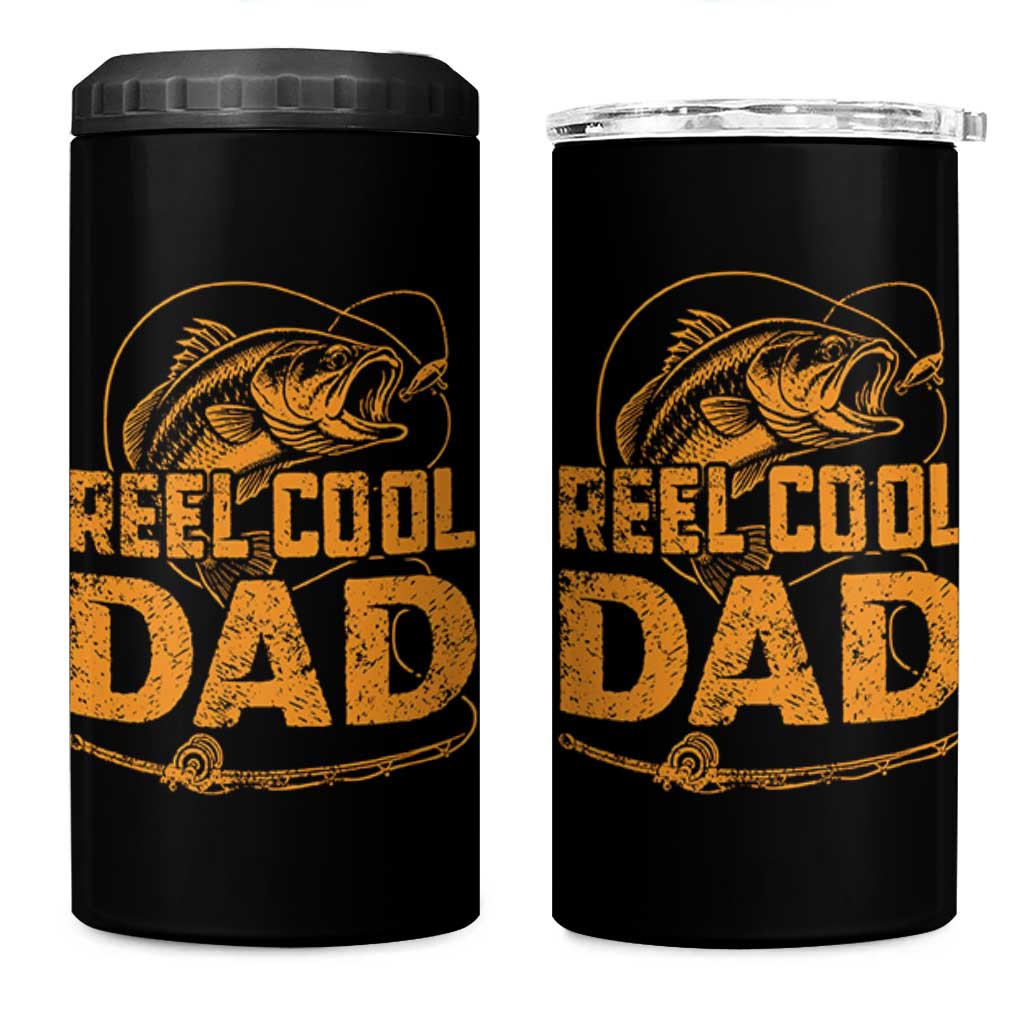 Reel Cool Dad 4 in 1 Can Cooler Tumbler Funny Fishing Fisherman Fathers Day