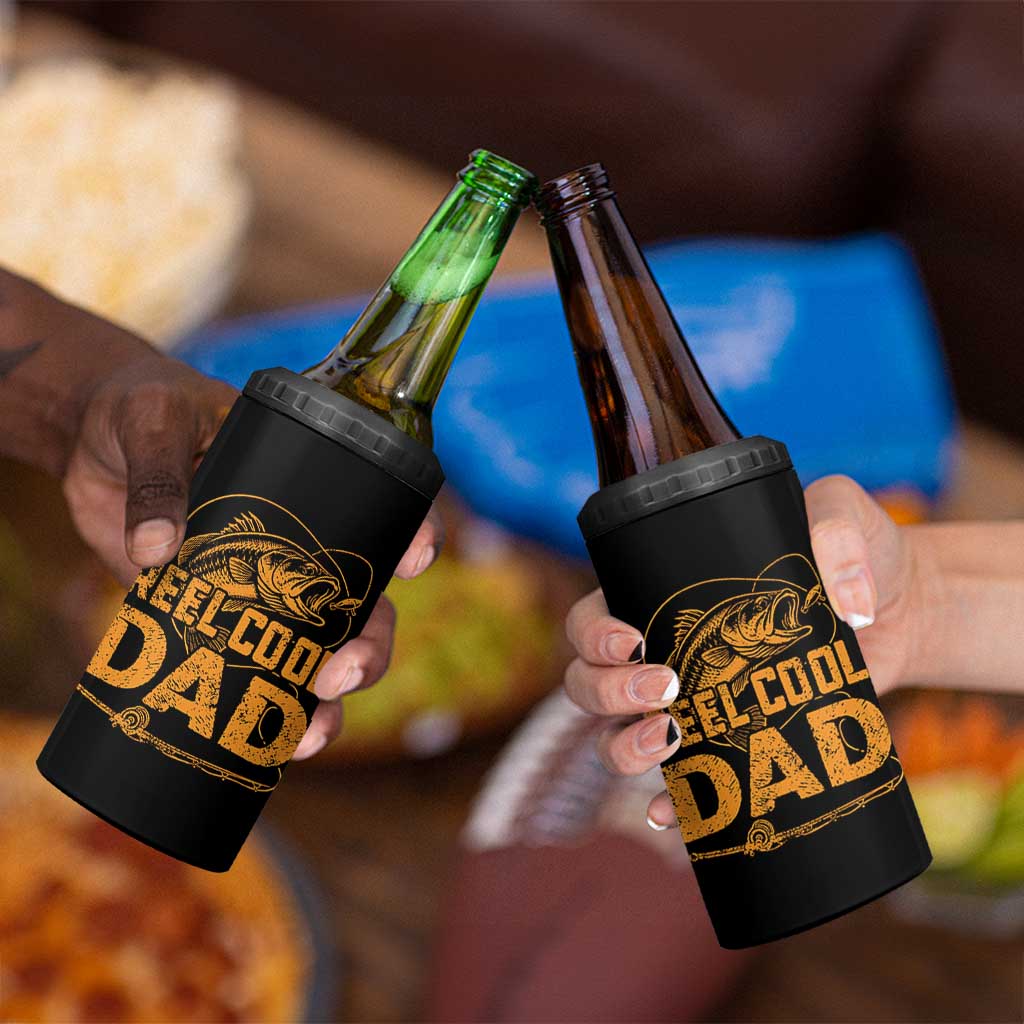 Reel Cool Dad 4 in 1 Can Cooler Tumbler Funny Fishing Fisherman Fathers Day