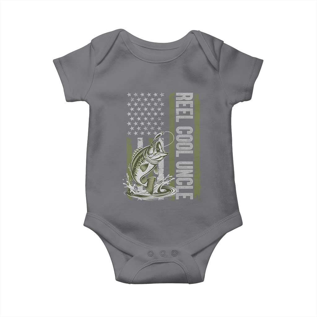 Uncle Fishing Baby Onesie Reel Cool Uncle Fisherman US Flag