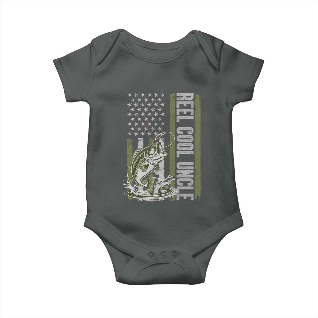 Uncle Fishing Baby Onesie Reel Cool Uncle Fisherman US Flag