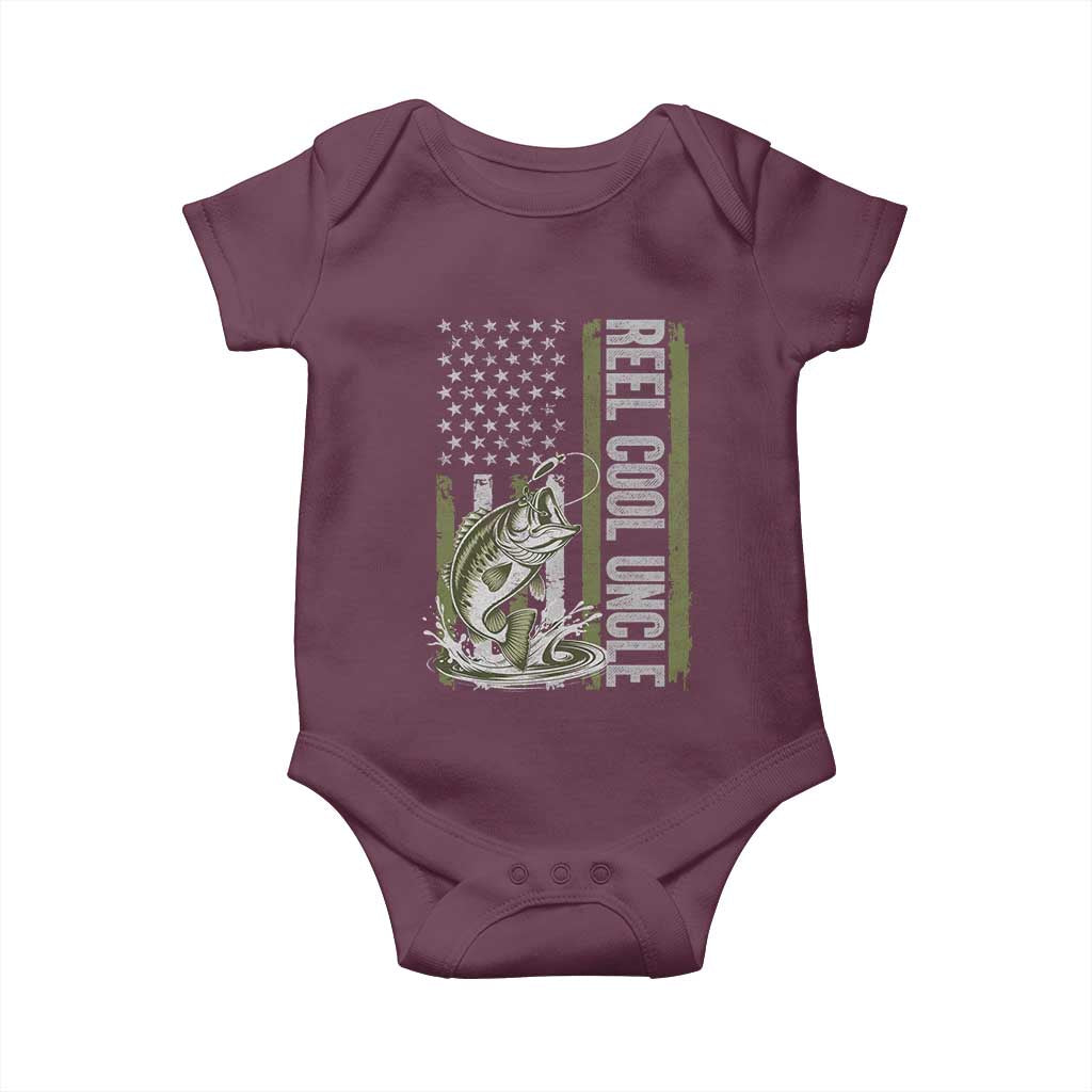 Uncle Fishing Baby Onesie Reel Cool Uncle Fisherman US Flag