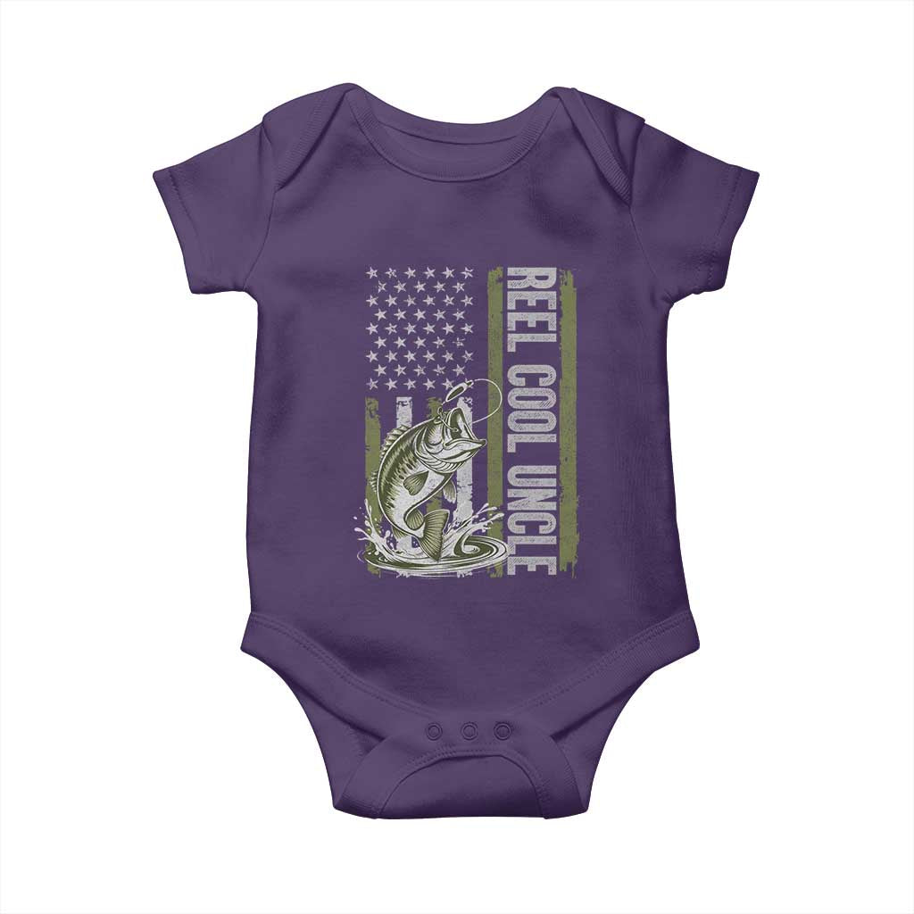 Uncle Fishing Baby Onesie Reel Cool Uncle Fisherman US Flag