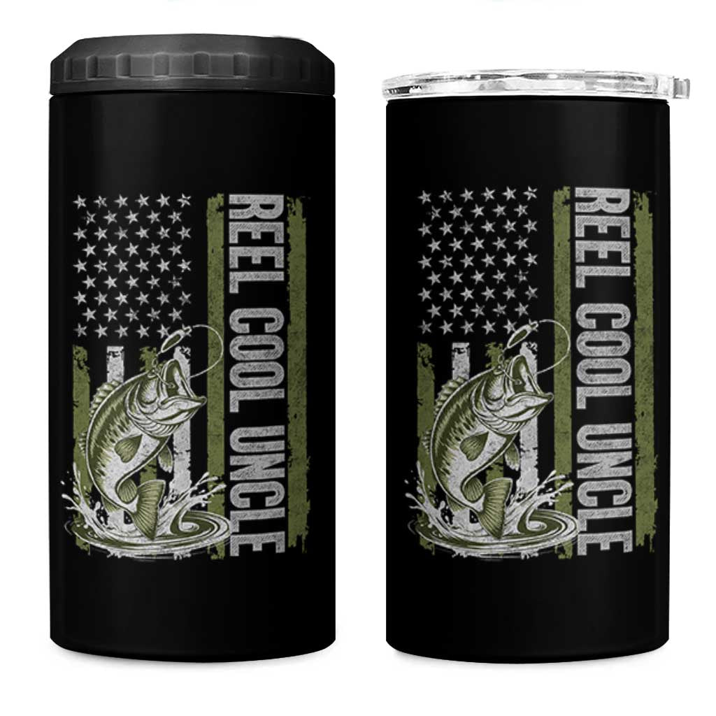 Uncle Fishing 4 in 1 Can Cooler Tumbler Reel Cool Uncle Fisherman US Flag