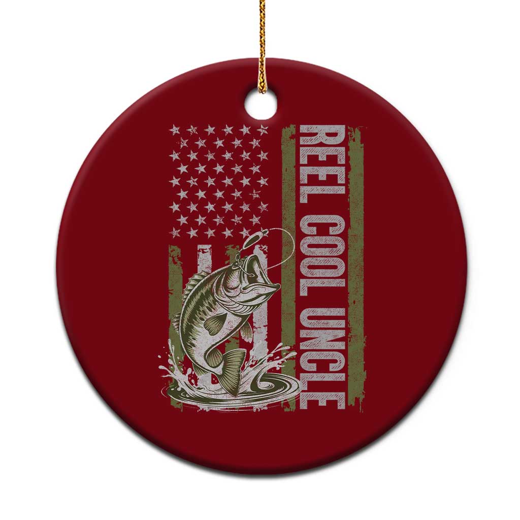 Uncle Fishing Ceramic Ornament Reel Cool Uncle Fisherman US Flag