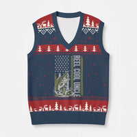 Uncle Fishing V-Neck Knit Sweater Vest Reel Cool Uncle Fisherman US Flag