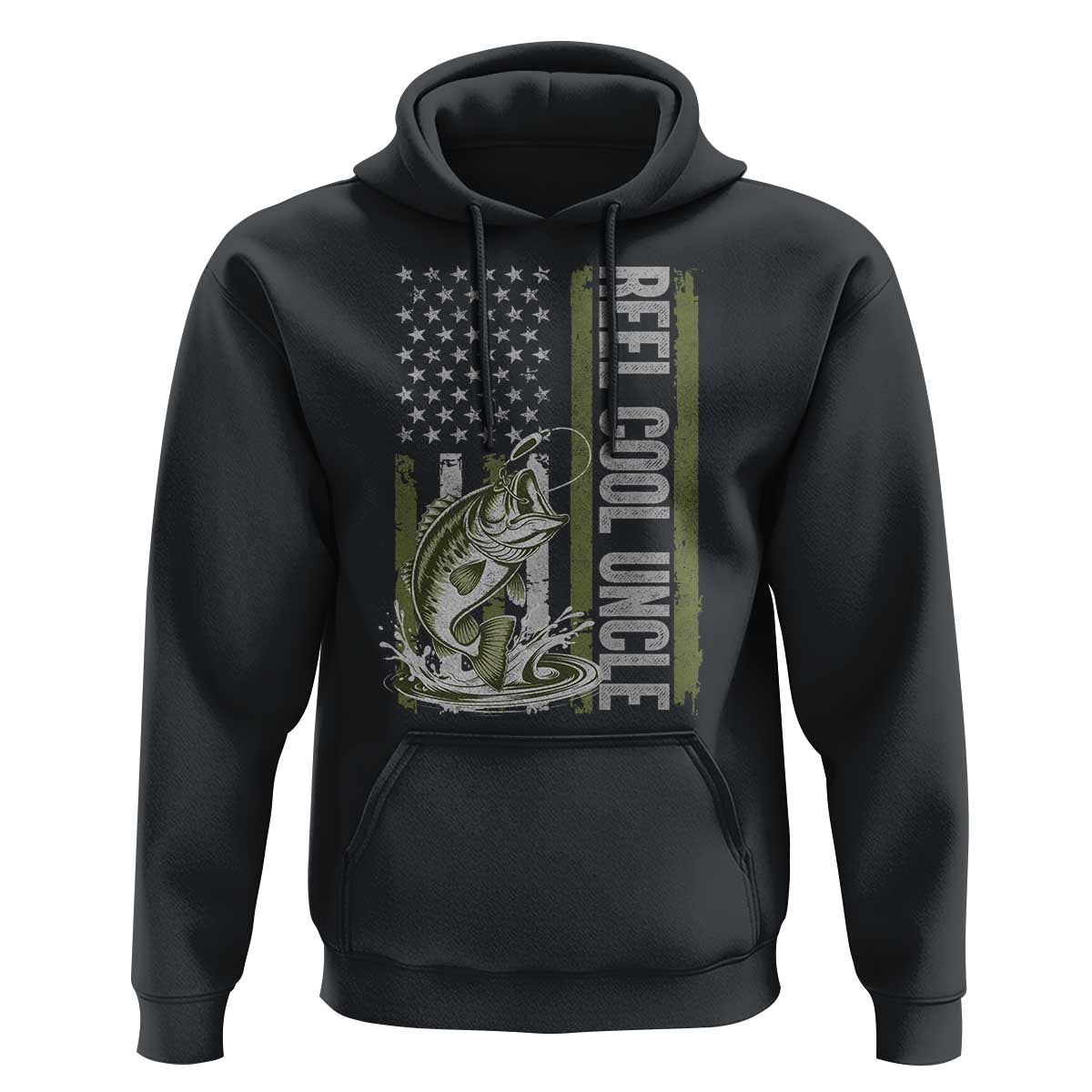 Uncle Fishing Hoodie Reel Cool Uncle Fisherman US Flag