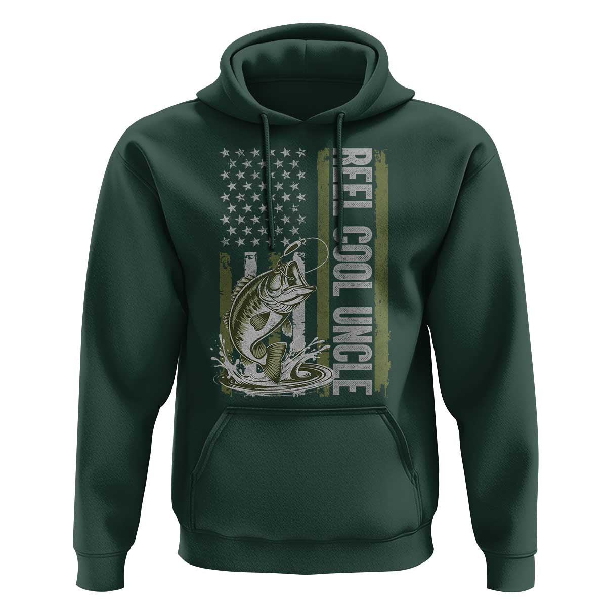 Uncle Fishing Hoodie Reel Cool Uncle Fisherman US Flag