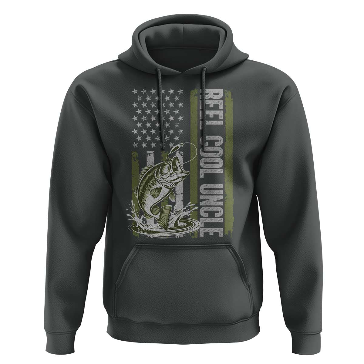 Uncle Fishing Hoodie Reel Cool Uncle Fisherman US Flag