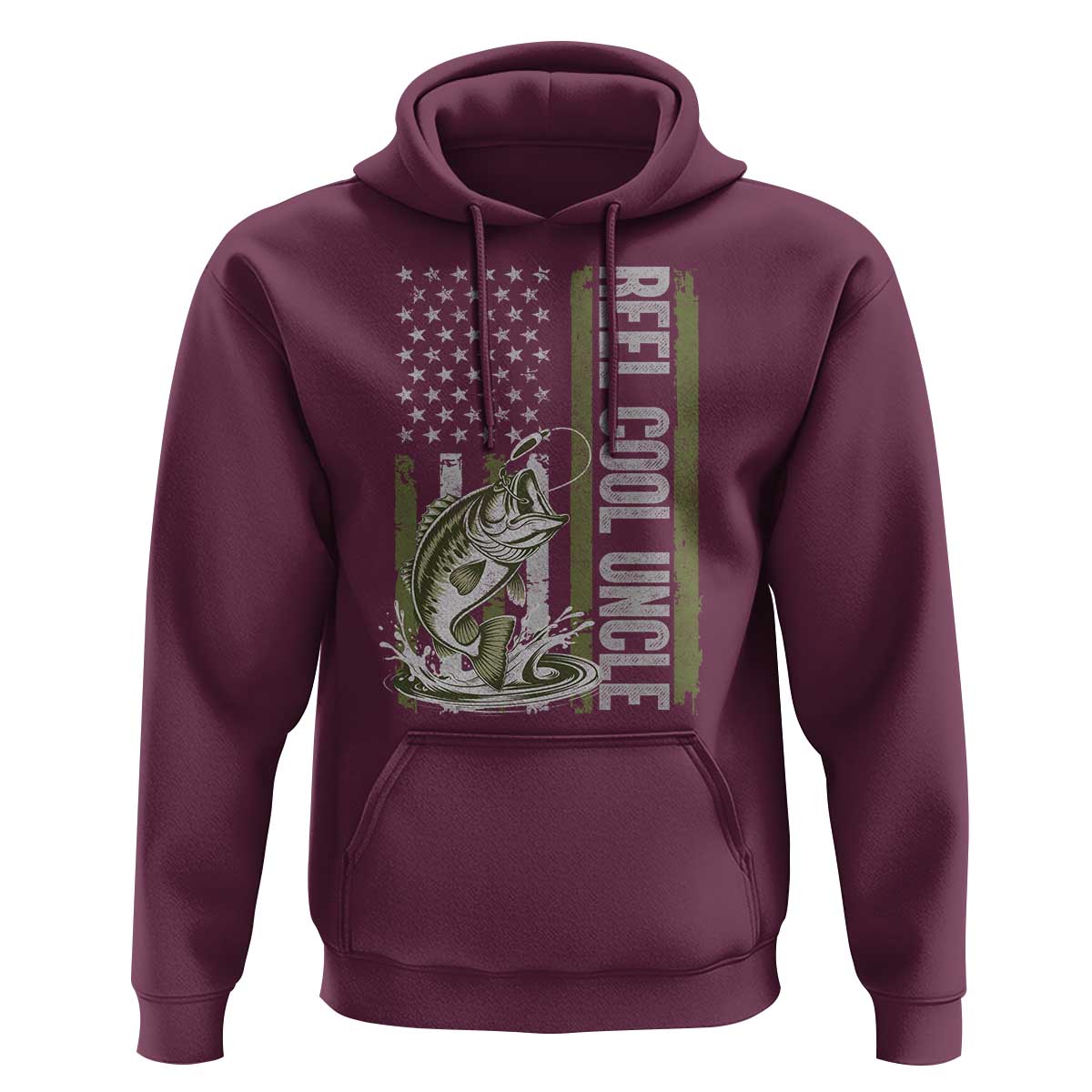 Uncle Fishing Hoodie Reel Cool Uncle Fisherman US Flag