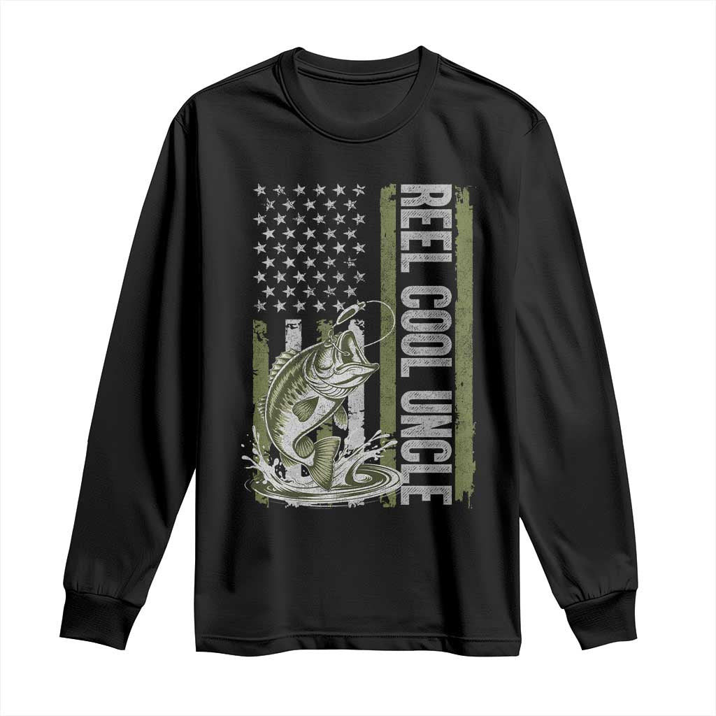 Uncle Fishing Long Sleeve Shirt Reel Cool Uncle Fisherman US Flag