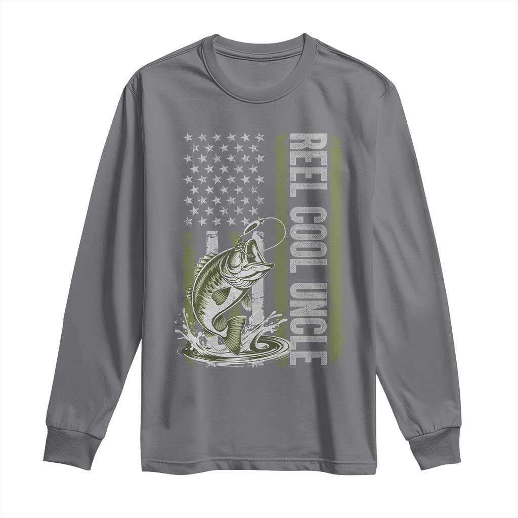 Uncle Fishing Long Sleeve Shirt Reel Cool Uncle Fisherman US Flag