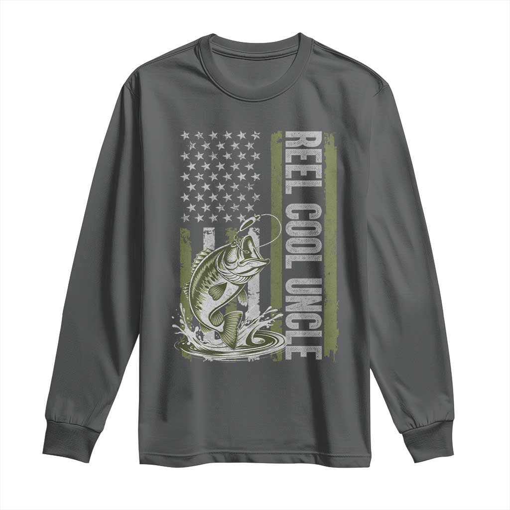 Uncle Fishing Long Sleeve Shirt Reel Cool Uncle Fisherman US Flag