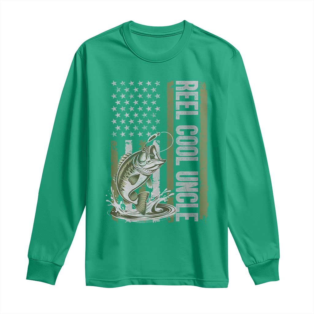Uncle Fishing Long Sleeve Shirt Reel Cool Uncle Fisherman US Flag