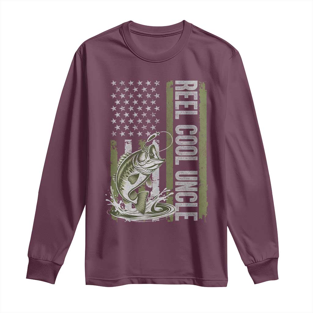 Uncle Fishing Long Sleeve Shirt Reel Cool Uncle Fisherman US Flag