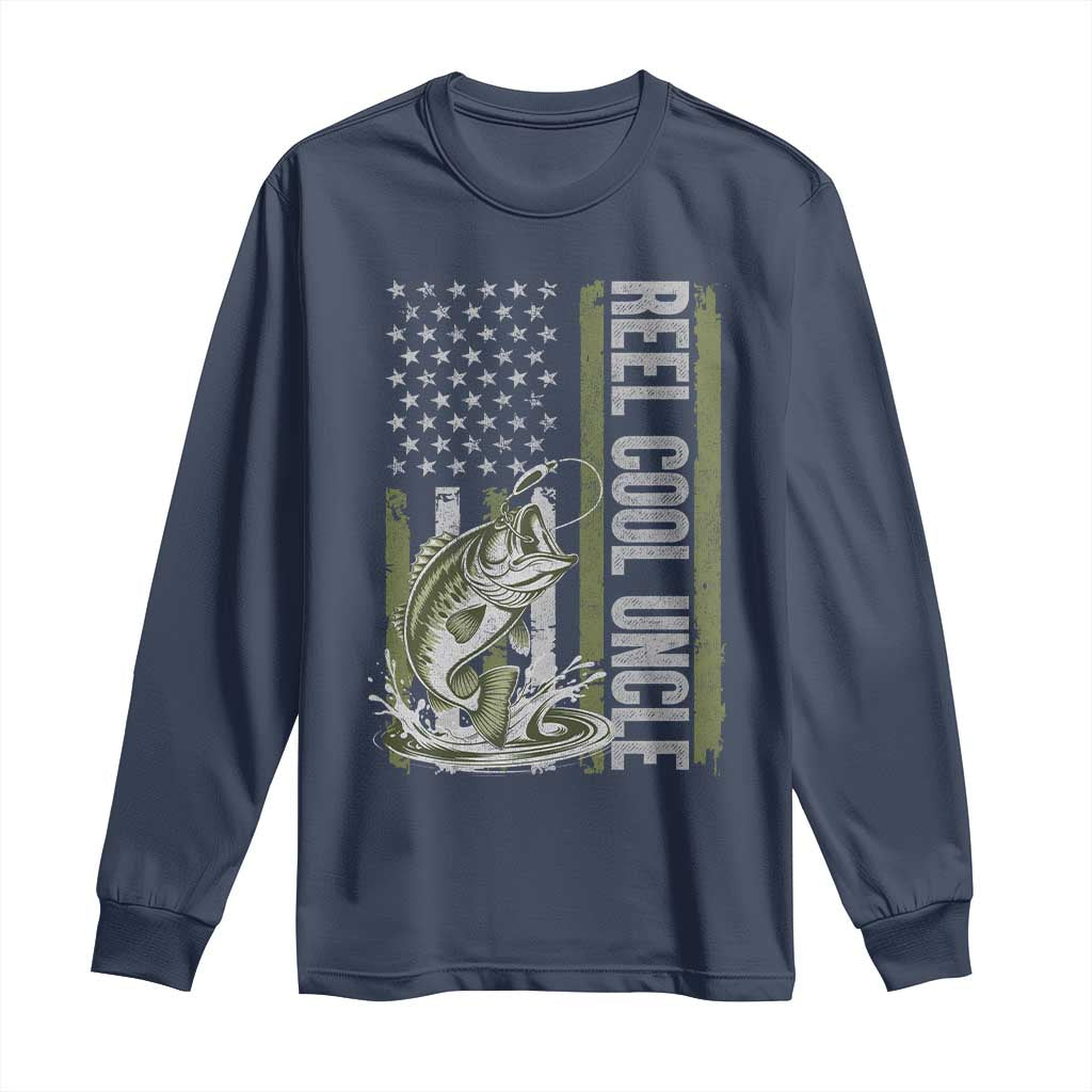 Uncle Fishing Long Sleeve Shirt Reel Cool Uncle Fisherman US Flag