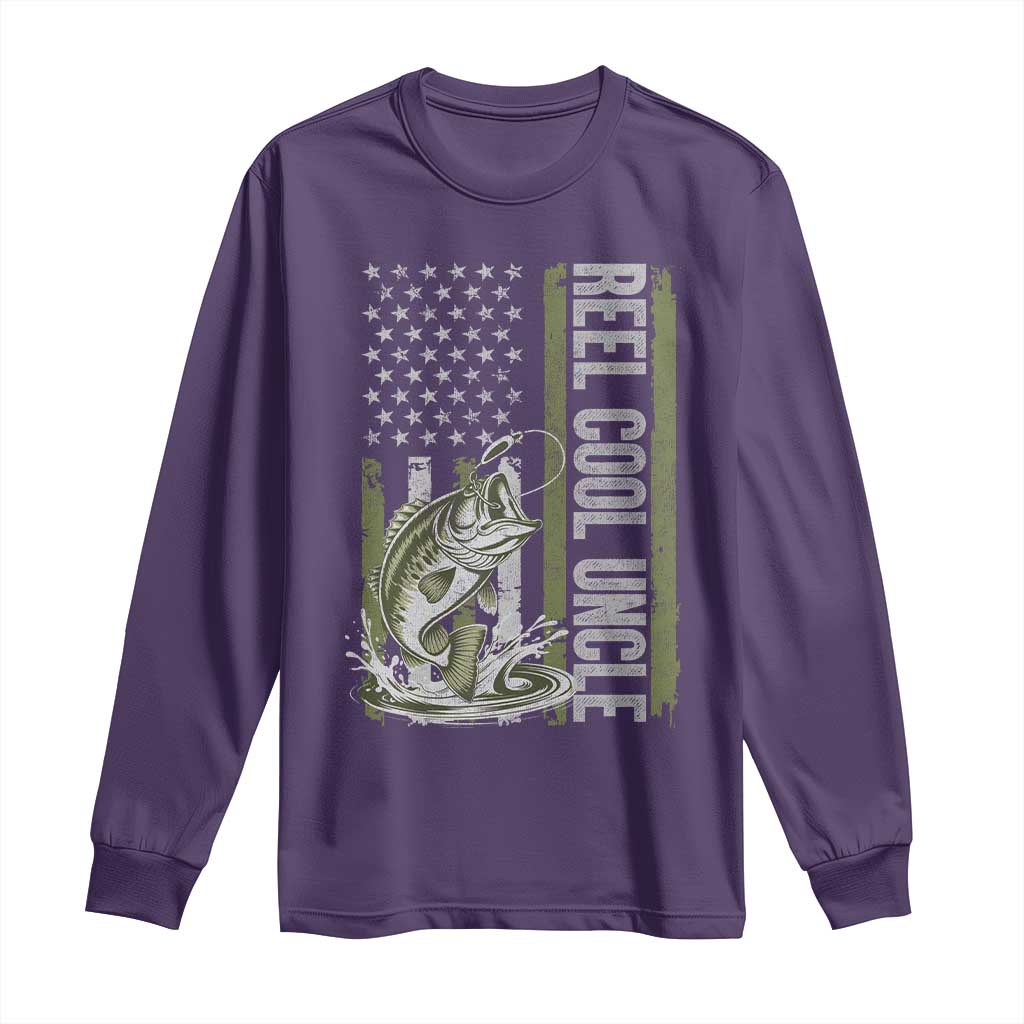 Uncle Fishing Long Sleeve Shirt Reel Cool Uncle Fisherman US Flag