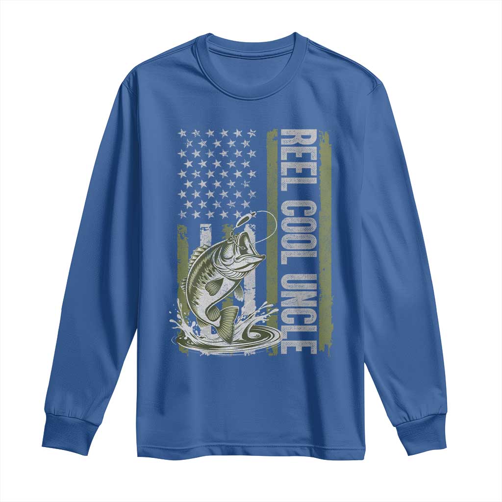Uncle Fishing Long Sleeve Shirt Reel Cool Uncle Fisherman US Flag