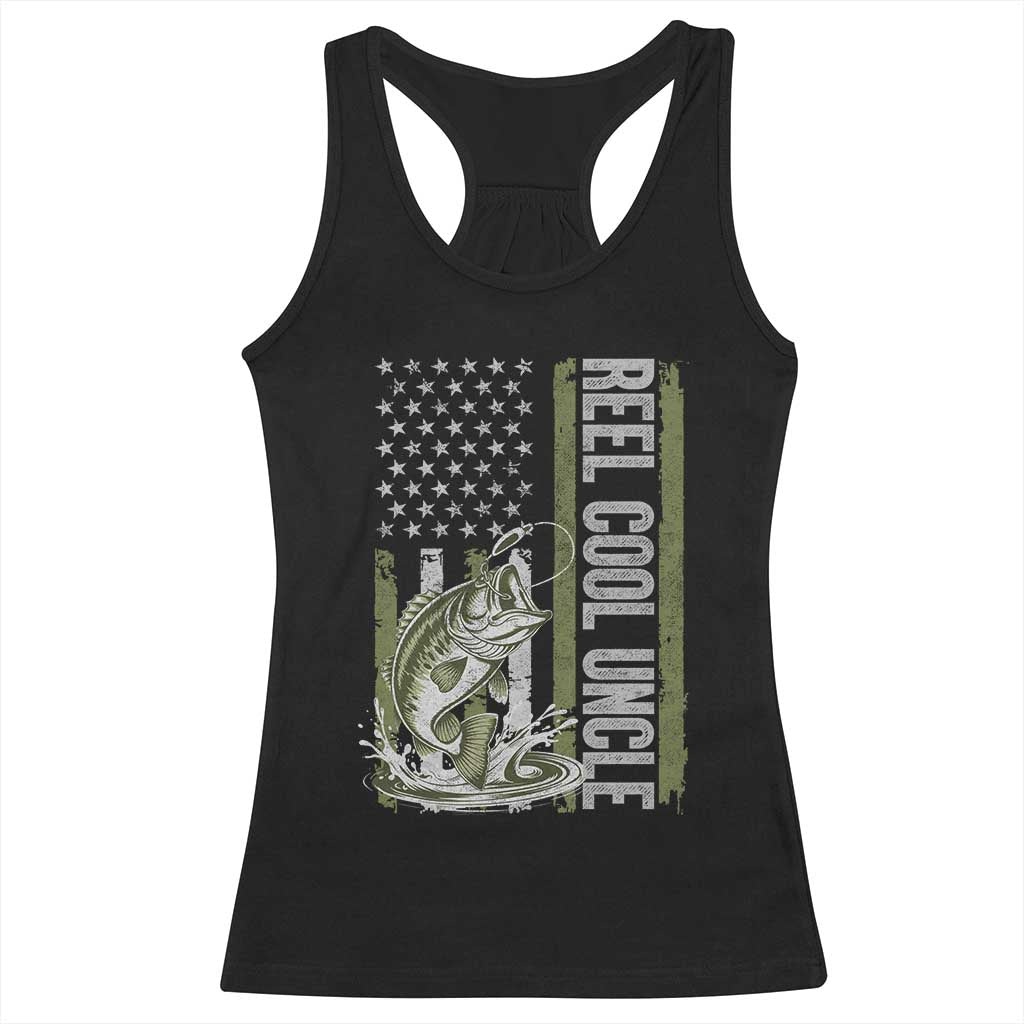 Uncle Fishing Racerback Tank Top Reel Cool Uncle Fisherman US Flag