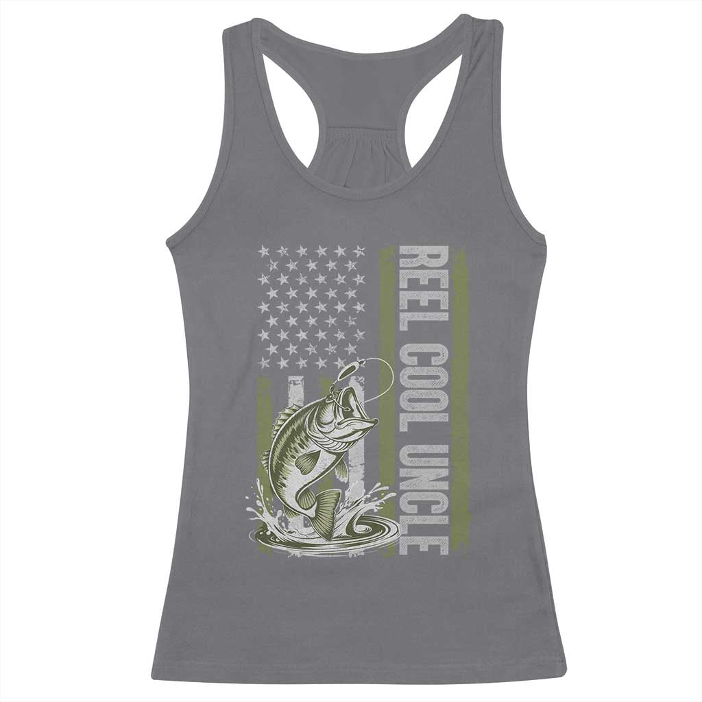 Uncle Fishing Racerback Tank Top Reel Cool Uncle Fisherman US Flag