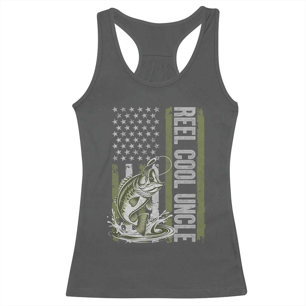 Uncle Fishing Racerback Tank Top Reel Cool Uncle Fisherman US Flag