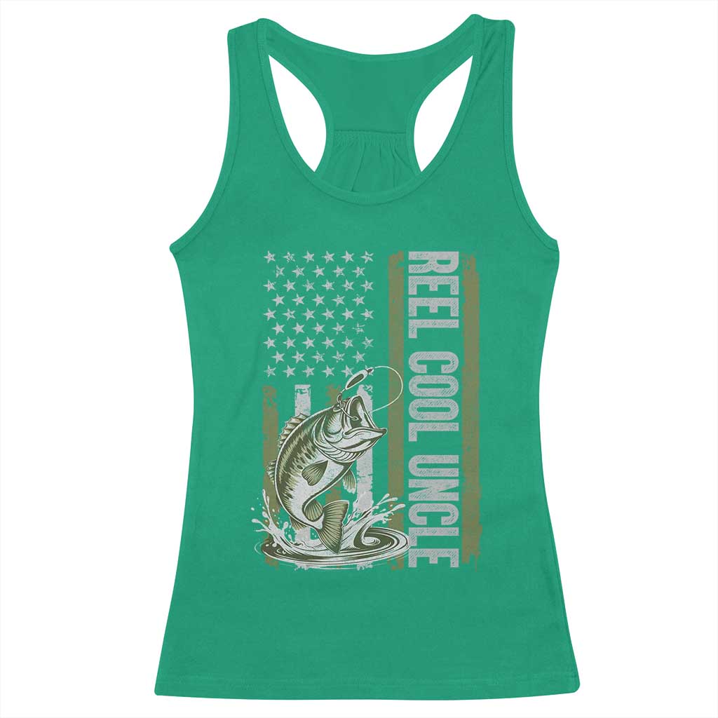 Uncle Fishing Racerback Tank Top Reel Cool Uncle Fisherman US Flag