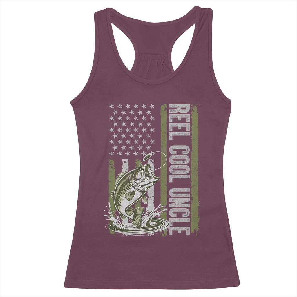 Uncle Fishing Racerback Tank Top Reel Cool Uncle Fisherman US Flag