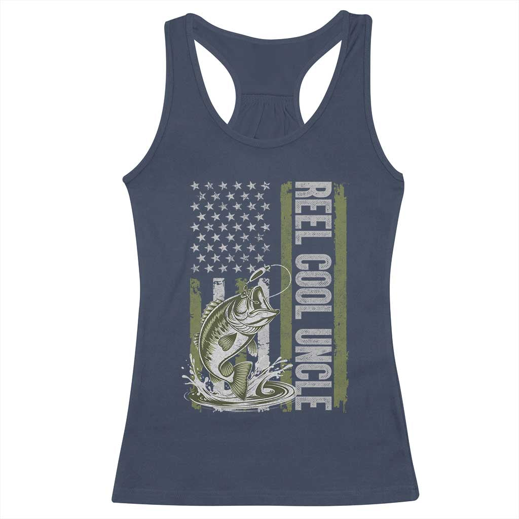 Uncle Fishing Racerback Tank Top Reel Cool Uncle Fisherman US Flag