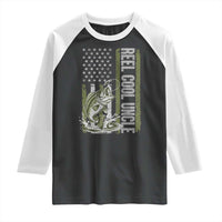 Uncle Fishing Raglan Shirt Reel Cool Uncle Fisherman US Flag