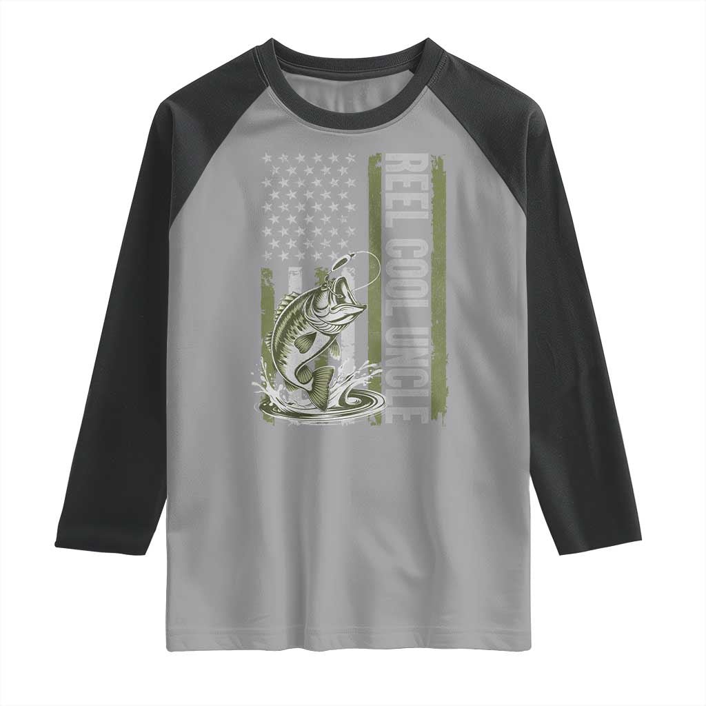 Uncle Fishing Raglan Shirt Reel Cool Uncle Fisherman US Flag