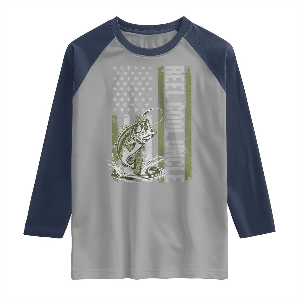 Uncle Fishing Raglan Shirt Reel Cool Uncle Fisherman US Flag
