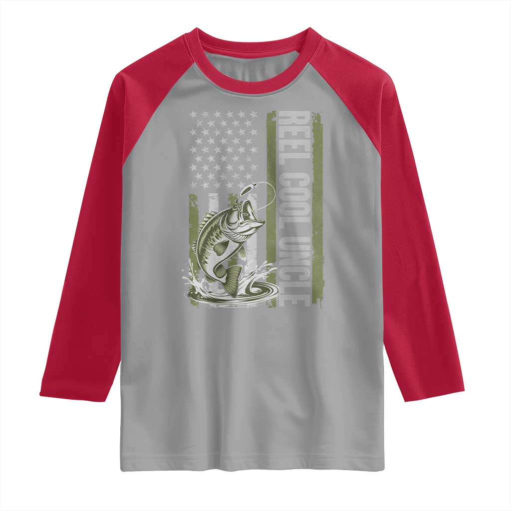 Uncle Fishing Raglan Shirt Reel Cool Uncle Fisherman US Flag