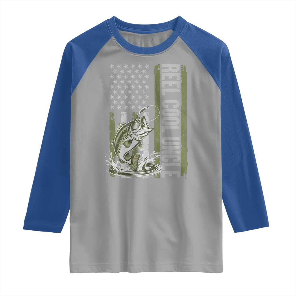 Uncle Fishing Raglan Shirt Reel Cool Uncle Fisherman US Flag