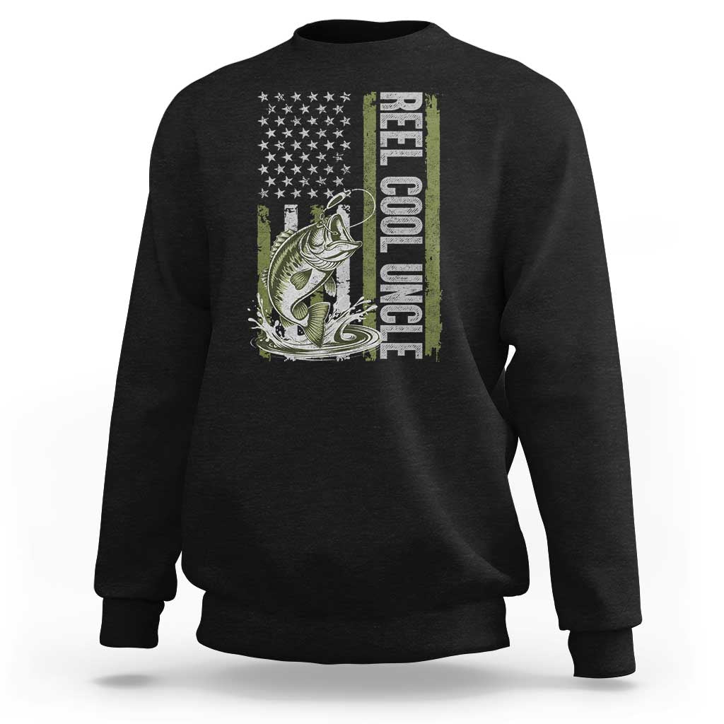 Uncle Fishing Sweatshirt Reel Cool Uncle Fisherman US Flag