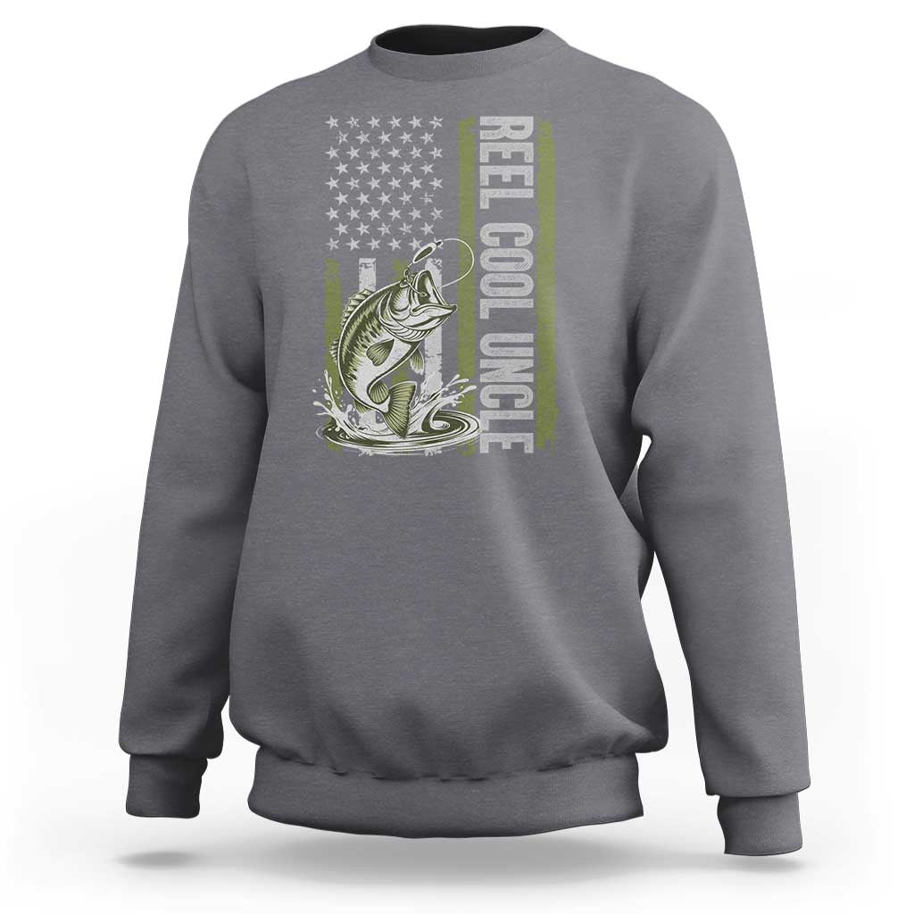 Uncle Fishing Sweatshirt Reel Cool Uncle Fisherman US Flag