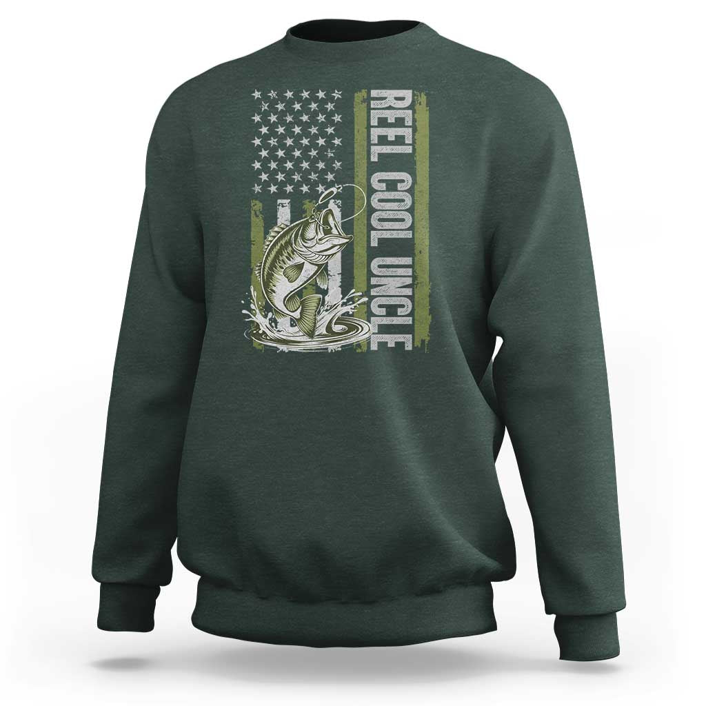 Uncle Fishing Sweatshirt Reel Cool Uncle Fisherman US Flag