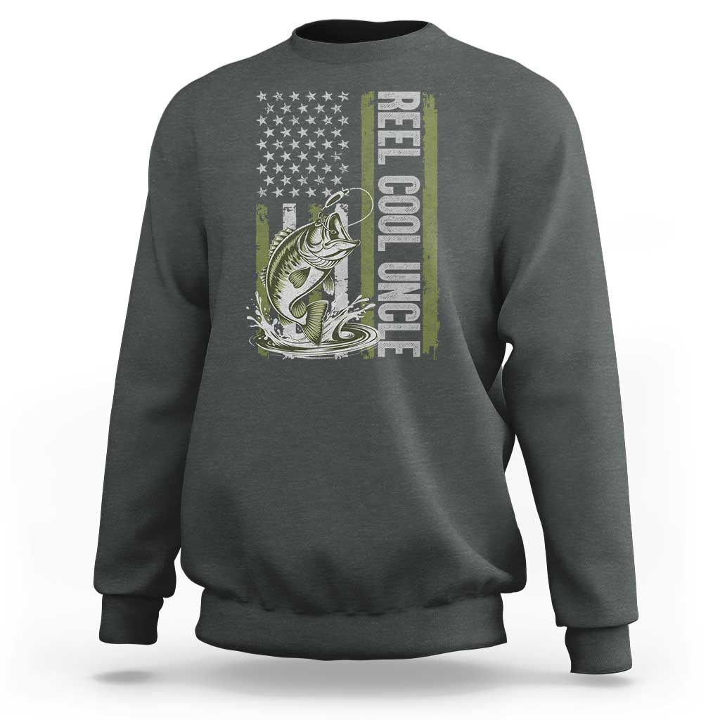Uncle Fishing Sweatshirt Reel Cool Uncle Fisherman US Flag