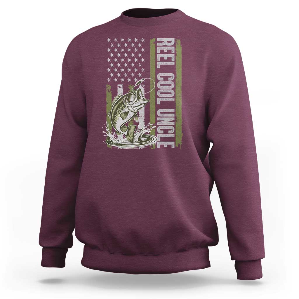 Uncle Fishing Sweatshirt Reel Cool Uncle Fisherman US Flag