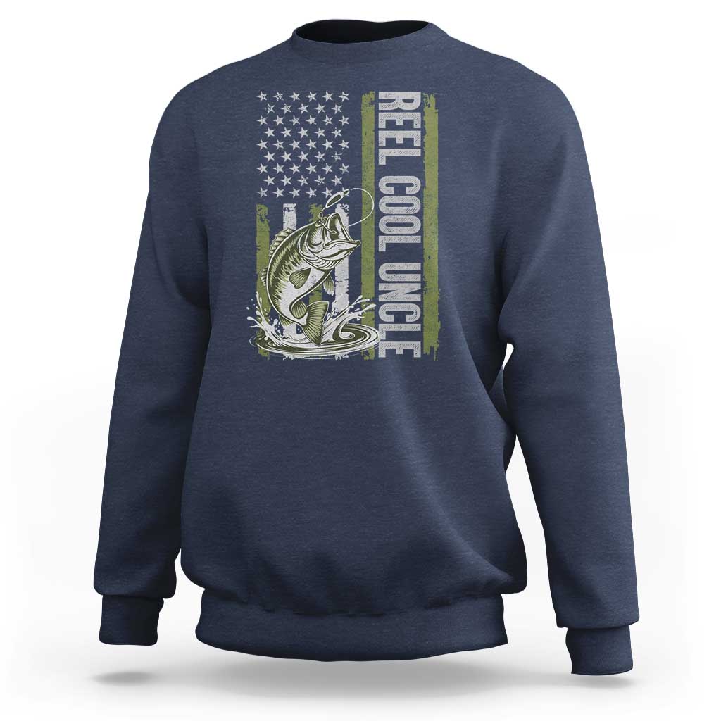 Uncle Fishing Sweatshirt Reel Cool Uncle Fisherman US Flag
