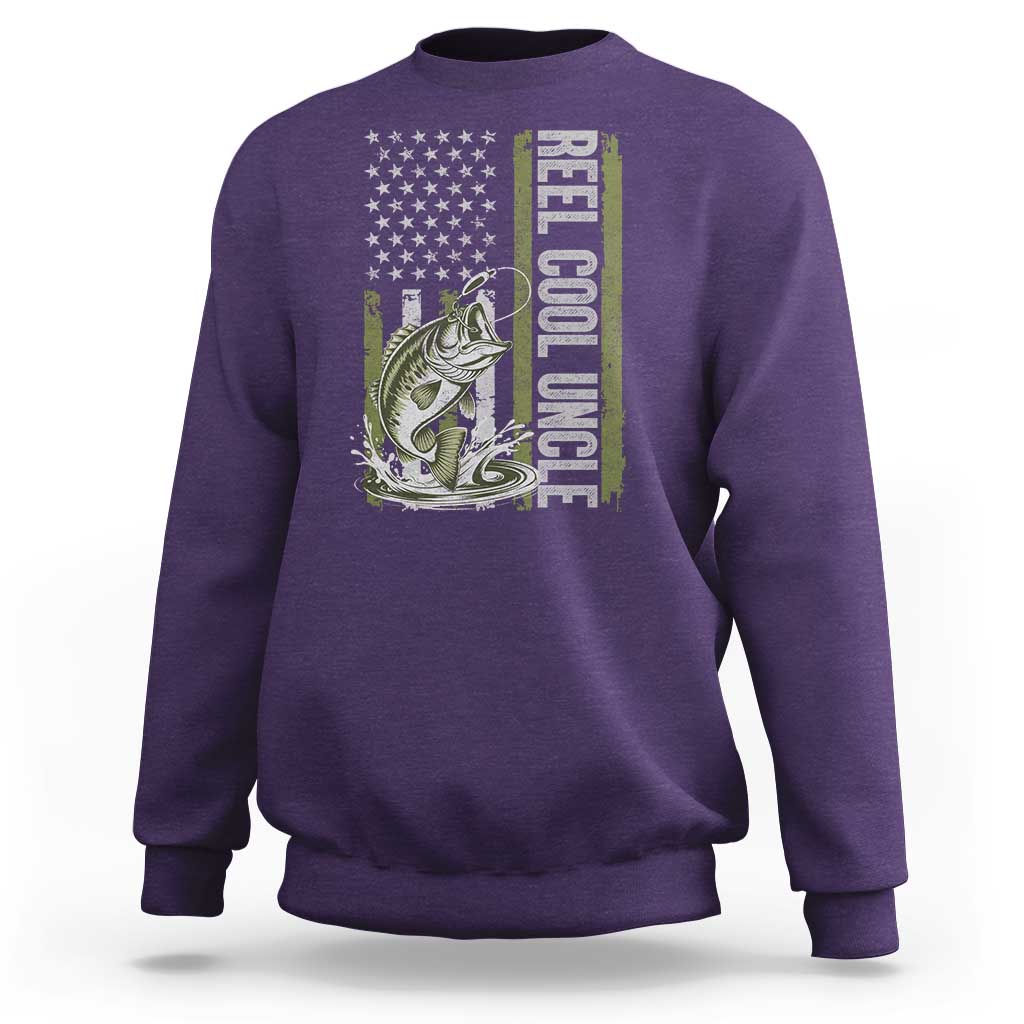 Uncle Fishing Sweatshirt Reel Cool Uncle Fisherman US Flag