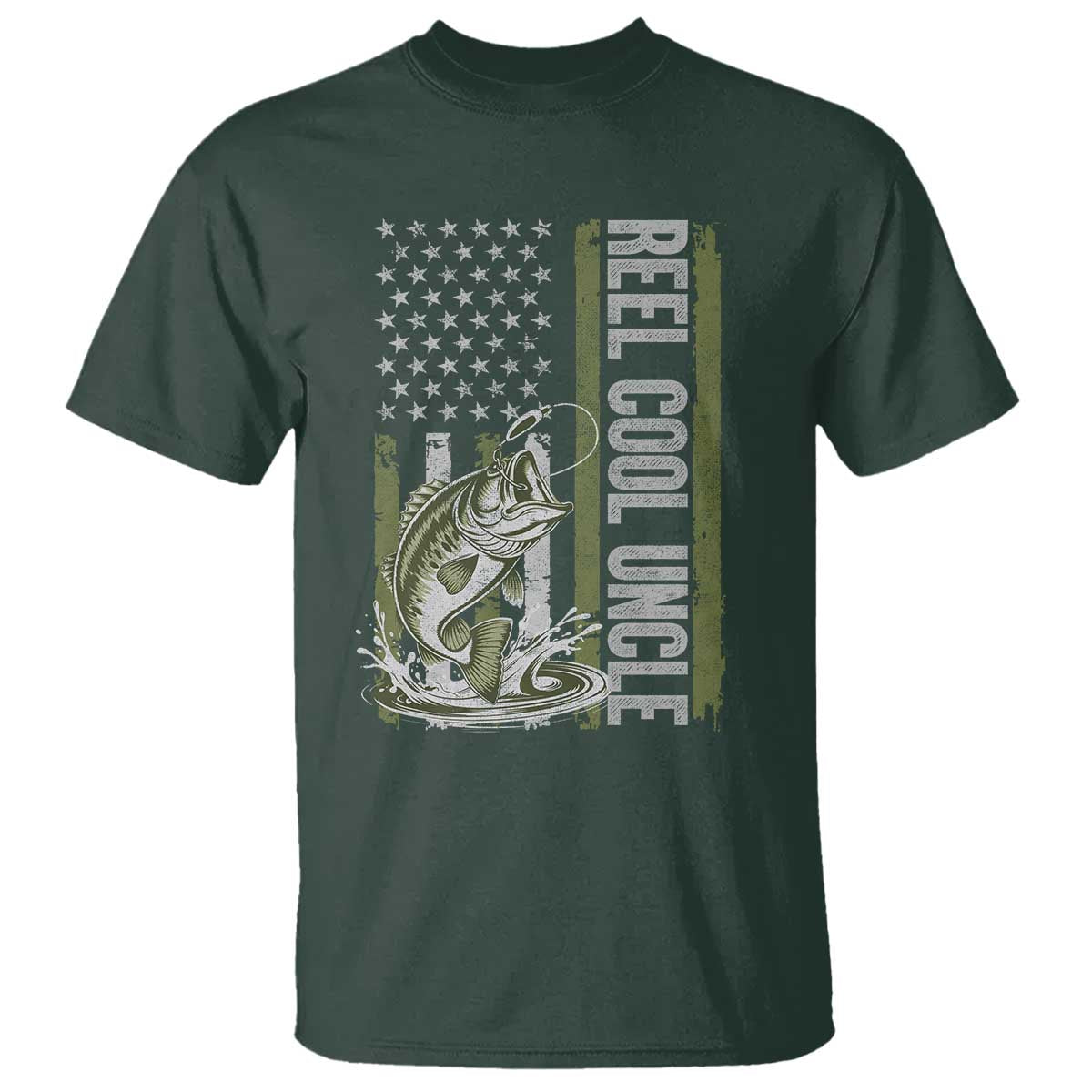 Uncle Fishing T Shirt Reel Cool Uncle Fisherman US Flag