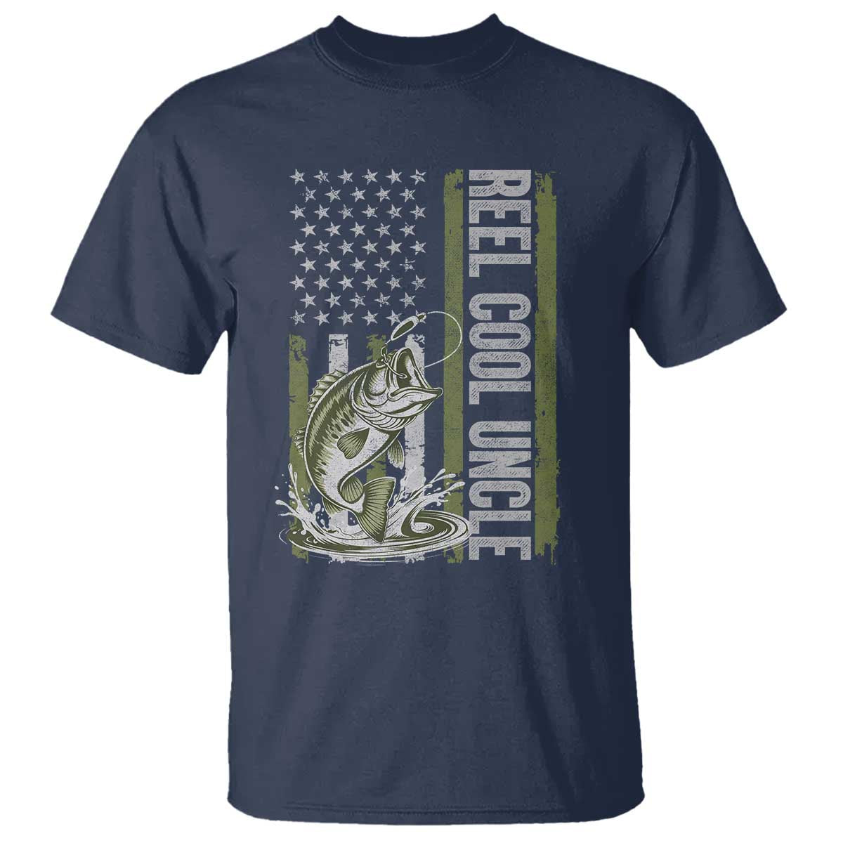 Uncle Fishing T Shirt Reel Cool Uncle Fisherman US Flag