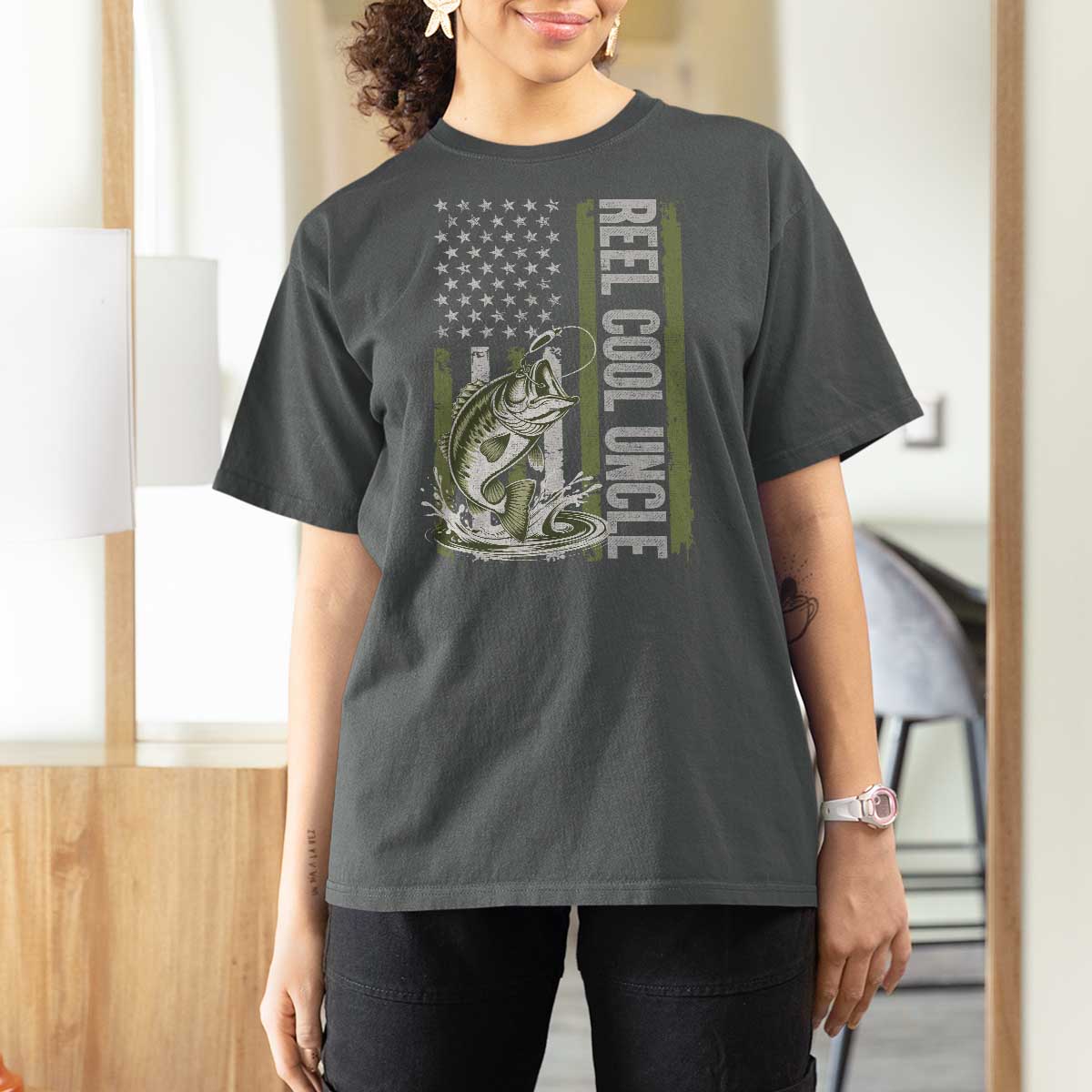 Uncle Fishing T Shirt For Women Reel Cool Uncle Fisherman US Flag