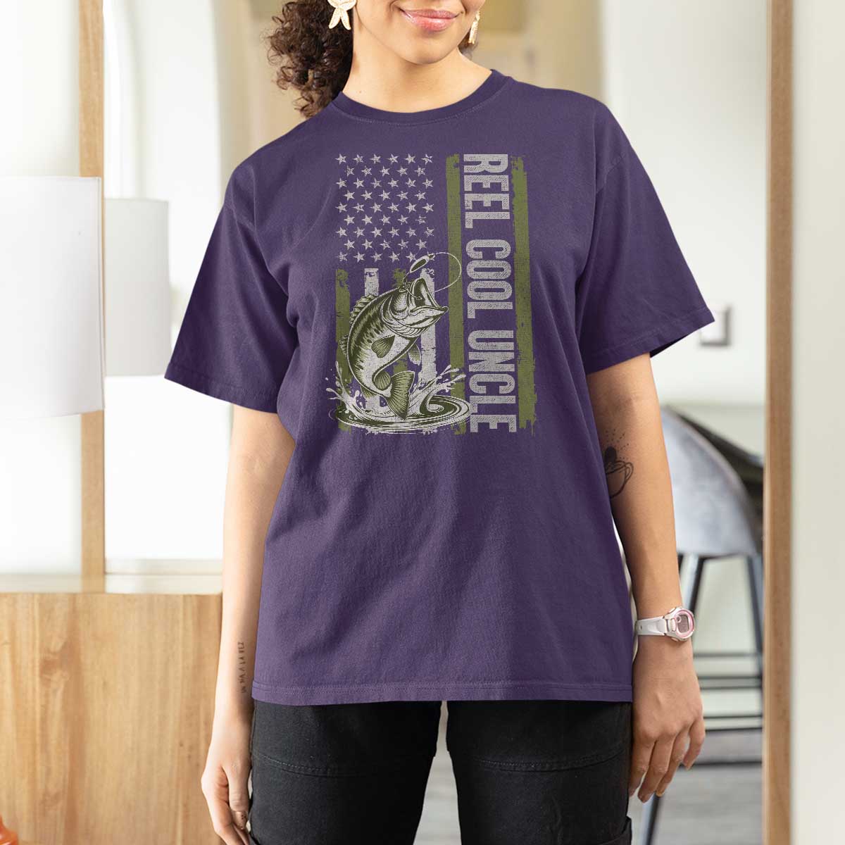 Uncle Fishing T Shirt For Women Reel Cool Uncle Fisherman US Flag