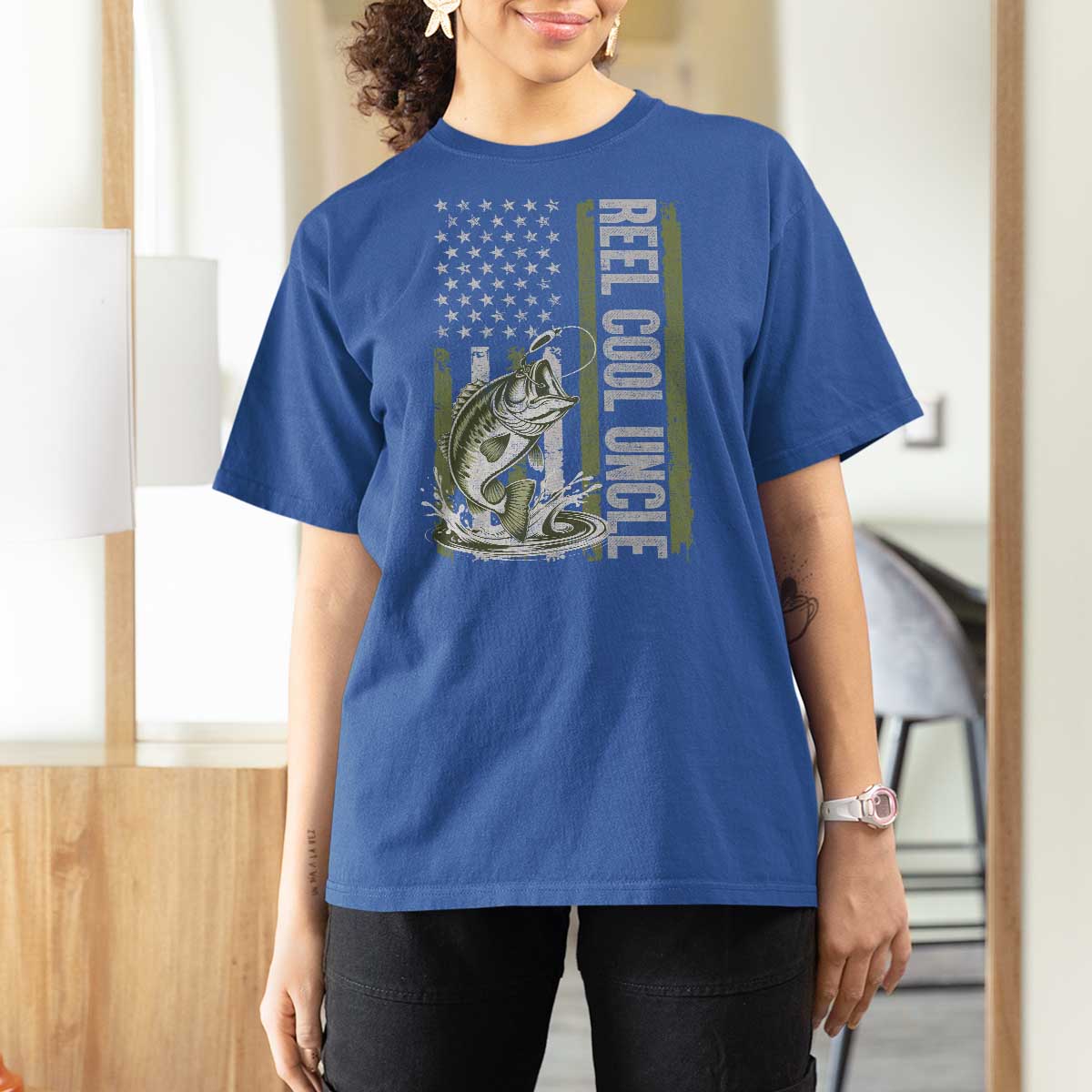 Uncle Fishing T Shirt For Women Reel Cool Uncle Fisherman US Flag
