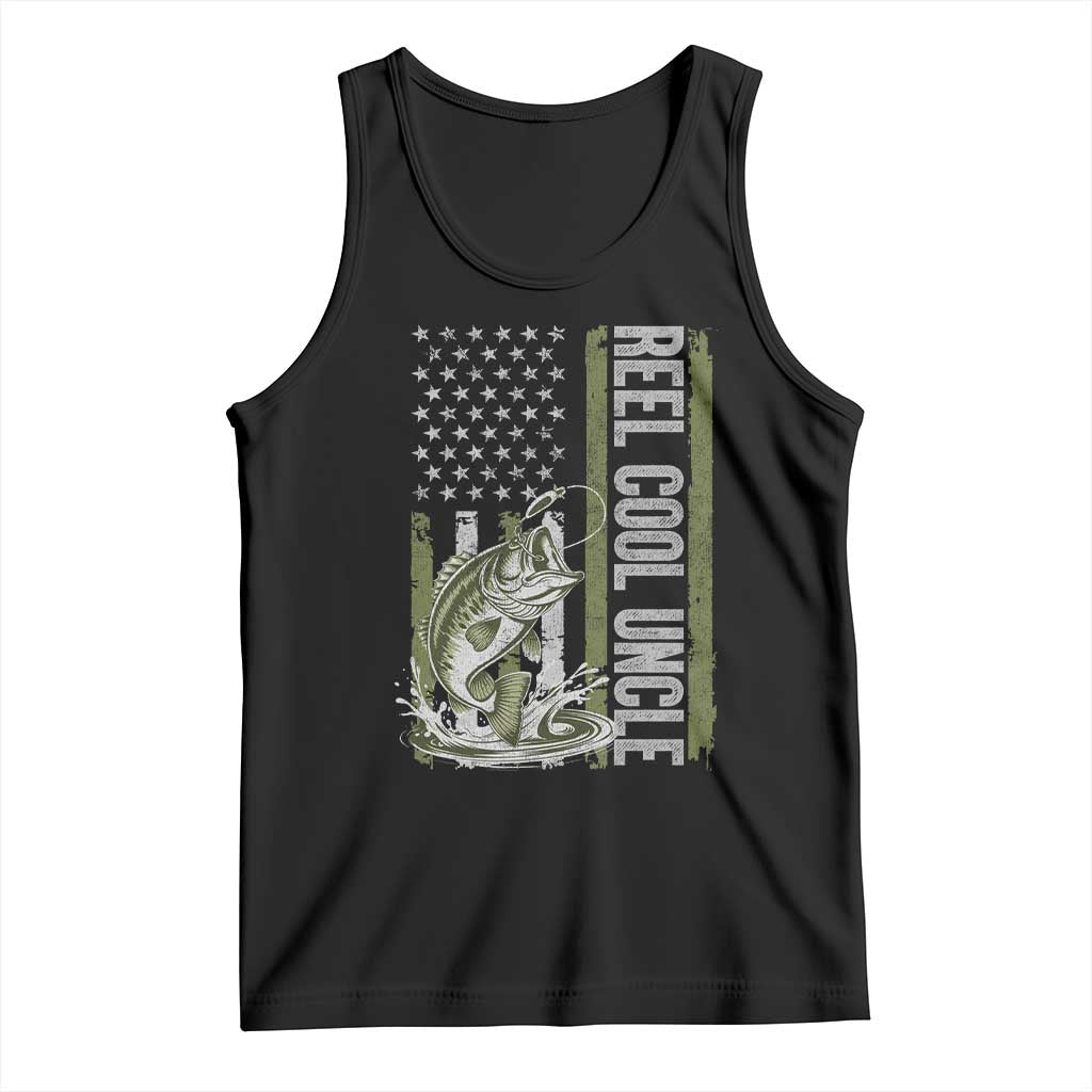 Uncle Fishing Tank Top Reel Cool Uncle Fisherman US Flag
